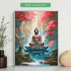 Tranh đính đá Nhiệm màu đã căng khung 40x50cm có backboard