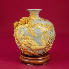 Bình Hút Lộc Diên Niên Trường Thọ Men Rạn Dát Vàng Bát Tràng