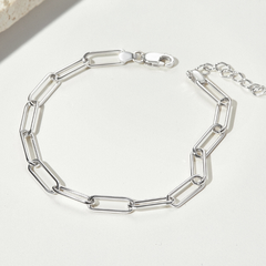 Lắc Tay Bạc 925 Xích Chữ Nhật Trơn Paperclip - VCB04