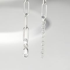 Lắc Tay Bạc 925 Xích Chữ Nhật Trơn Paperclip - VCB04