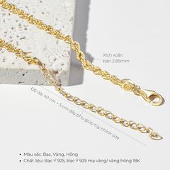 Dây Chuyền Bạc 925 Trơn Xoắn Twist - VCN03