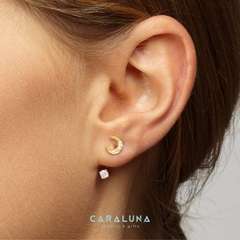 Hoa Tai Bạc 925 Không Dây Trăng và Sao Floating Stars & Moon Đính Đá Jacket Earrings  - BE93