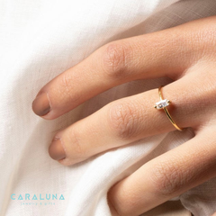 Nhẫn Bạc 925 Mặt Đá Baguette Dọc Dainty Lady - BR47