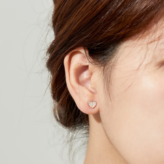 Bông Tai Bạc 925 Nụ Trái Tim Đính Đá Love Heart - VYE29