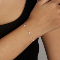 Lắc Tay Bạc 925 Charm Cỏ 4 Lá Đính Đá May Mắn 3 Charm 4 Leaf Clover - VCB506