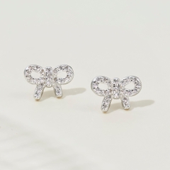 (1 Cái) Bông Tai Stud Bạc 925 Nơ Dễ Thương Đính Đá Lấp Lánh - VCE503-L
