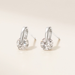 Hoa Tai Nụ Bạc 925 Dáng Giọt Nước Đính Đá Tròn Water Drop Earrings - VCE511