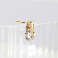 Hoa Tai Nụ Bạc 925 Dáng Giọt Nước Đính Đá Tròn Water Drop Earrings - VCE511