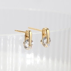 Hoa Tai Nụ Bạc 925 Dáng Giọt Nước Đính Đá Tròn Water Drop Earrings - VCE511