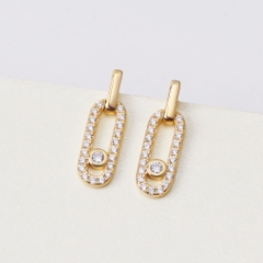 Khuyên Tai Bạc 925 Khối Chữ Nhật Treo Drop Stud Earrings - VCE512
