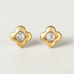 Hoa Tai Bạc 925 Cỏ 4 Lá Đính Đá Chủ May Mắn 4 Leaf Clover - VCE513