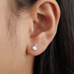 (1 Cái) Khuyên Tai Chốt Vặn Flat Back Bạc 925 Đá Opal Tròn Opal Stud Earrings - VCE514-L