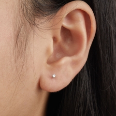 (1 Cái) Khuyên Tai Chốt Vặn Flat Back Bạc 925 Stud Nụ Đá Tròn Stone Stud - VCE521-L