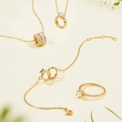 Lắc Tay Bạc 925 Charm Nhẫn Đôi Đính Đá Couple Ring Bracelet - VYB66