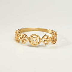 Nhẫn Vàng 10K Kim Tiền Tài Lộc Đính Kim Cương Moissanite - VCR37V