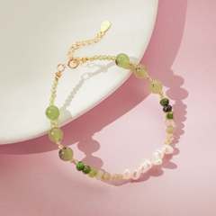 Lắc Tay Bạc 925 Ngọc Trai Tự Nhiên & Đá Xanh Peridot  - VDB01