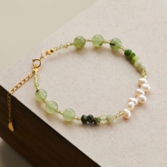 Lắc Tay Bạc 925 Ngọc Trai Tự Nhiên & Đá Xanh Peridot  - VDB01