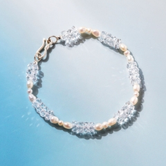 Lắc Tay Bạc 925 Ngọc Trai Tự Nhiên &  Đá Thạch Anh Trắng- VDB02