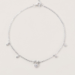 Lắc Chân Bạc 925 Hình Nơ Treo Trái Tim Đính Đá CARA LUNA - Heart Bow Tie - VGA04