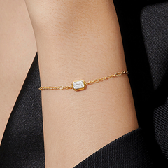 Vòng Tay Bạc 925 Đính Đá Chữ Nhật Emerald Cut - VSB06