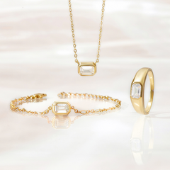 Vòng Tay Bạc 925 Đính Đá Chữ Nhật Emerald Cut - VSB06