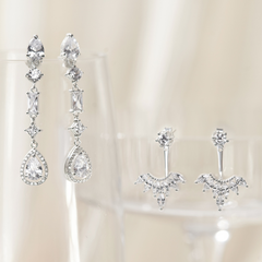 Khuyên Tai Dài Bạc 925 Đính Đá Đi Tiệc Treo Ngẫu Hứng Drop Party Queen - VUE10-1