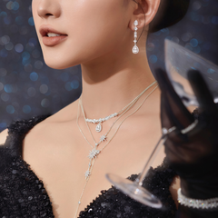 Khuyên Tai Dài Bạc 925 Đính Đá Đi Tiệc Treo Ngẫu Hứng Drop Party Queen - VUE10-1