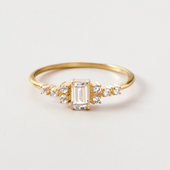 Nhẫn Bạc 925 Đá Chữ Nhật Công Chúa CARA LUNA Emerald Princess Ring - VUR14