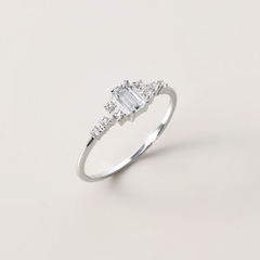 Nhẫn Bạc 925 Đá Chữ Nhật Công Chúa CARA LUNA Emerald Princess Ring - VUR14