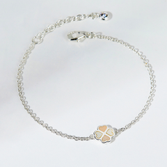 Vòng Tay Bạc 925 Cỏ 4 Lá Khảm Trai Và Đá Opal Hồng Leaf Clover - VYB505