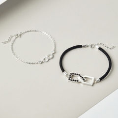 (Một Cặp) Vòng Tay Đôi Bạc 925 Tình Yêu Vô Cực Đính Đá Bond Bracelet - VYB58-VYB59