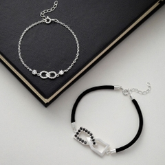 (Một Cặp) Vòng Tay Đôi Bạc 925 Tình Yêu Vô Cực Đính Đá Bond Bracelet - VYB58-VYB59