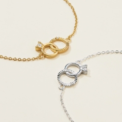 Lắc Tay Bạc 925 Charm Nhẫn Đôi Đính Đá Couple Ring Bracelet - VYB66