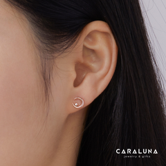 Hoa Tai Bạc 925 Mặt Trăng Khuyết Đính Đá Hàn Quốc Moon & Star - VGE01