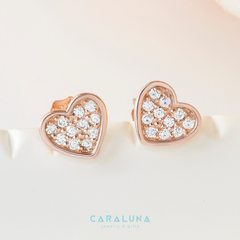 Bông Tai Bạc 925 Nụ Trái Tim Đính Đá Love Heart - VYE29