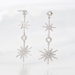 Hoa Tai Bạc 925 Dáng Thả Trăng Sao Đính Đá Nữ Hoàng Đêm Tiệc Date Night - Aphrodite - VYE38