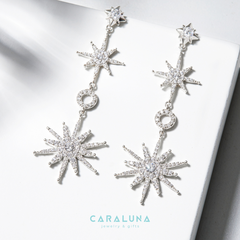 Hoa Tai Bạc 925 Dáng Thả Trăng Sao Đính Đá Nữ Hoàng Đêm Tiệc Date Night - Aphrodite - VYE38