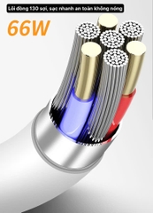 Dây sạc nhanh LI-TOP LX38 3IN1, đa năng 3 chân cắm IOS, MICRO, TYPE C, công suất 66W, Kim Ánh cho dùng thử 30 ngày