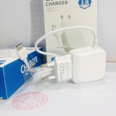 Sạc liền dây SYC có thêm 2 Cổng USB ( RS-2020T ) công suất 3.1A, liền dây chân cắm Type C, hàng nhập khẩu