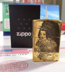 Bật lửa Zippo Mỹ High Polished Brass chủ đề Cô Gái Nhật