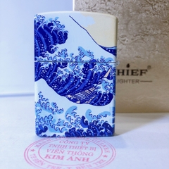 Hộp quẹt, bật lửa Chief đồng nguyên chất chủ đề Mèo May Mắn, hàng loại 1 cao cấp vỏ bằng đồng