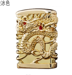 Bật lửa Chief đồng nguyên chất đính hình con Rồng bao quanh màu đen bóng