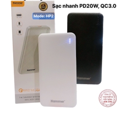 Pin sạc dự phòng Hammer (HP2) 10.000 mAh, sạc nhanh QC 3.0, PD 20w, Hàng chính hãng