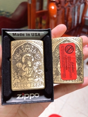BẬT LỬA, HỘP QUẸT ZIPPO KHẮC ĂN MÒN HÌNH PHẬT BÀ, CÓ TEM ĐỎ
