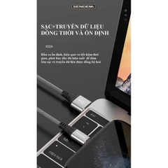2 mét - Dây sạc nhanh 5A VOOC SENDEM M12S chân cắm iPHONE, dây dù dài 2 mét - Hàng chính hãng