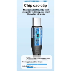 Dây sạc LI-TOP LX73 100W, chân cắm Type C, dây bọc lớp cao su mềm chống rách, đầu lưới SR chống uốn, hàng chính hãng
