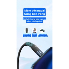 Dây sạc LI-TOP LX73 100W, chân cắm Type C, dây bọc lớp cao su mềm chống rách, đầu lưới SR chống uốn, hàng chính hãng