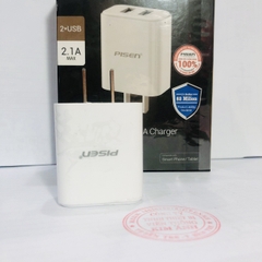 Cóc sạc PISEN DUAL USB Charger 2.1A  ( MF-A03CN ) 2 cổng sạc, công suất 15.5W - Hàng chính hãng