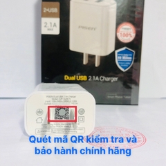 Cóc sạc PISEN DUAL USB Charger 2.1A  ( MF-A03CN ) 2 cổng sạc, công suất 15.5W - Hàng chính hãng