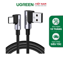 UGREEN Angled USB 2.0 A to Type C Cable Nickel Plating Aluminum Shell US176